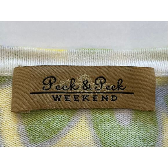 Peck & Peck Weekend Yellow Pink Floral Cotton Blend Crew Neck Cardigan, Size S - Picture 11 of 13